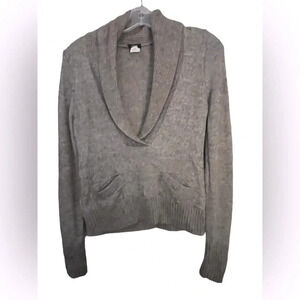 J Crew Alpaca and Wool Knit Sweater Taupe Collar Neck Preppy Academia